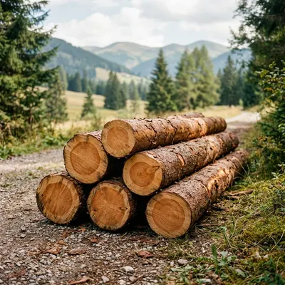 Rundholz Lärche ab Waldstraße